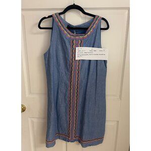 Talbots Chambray Embroidered Sleeveless Dress Size 12P